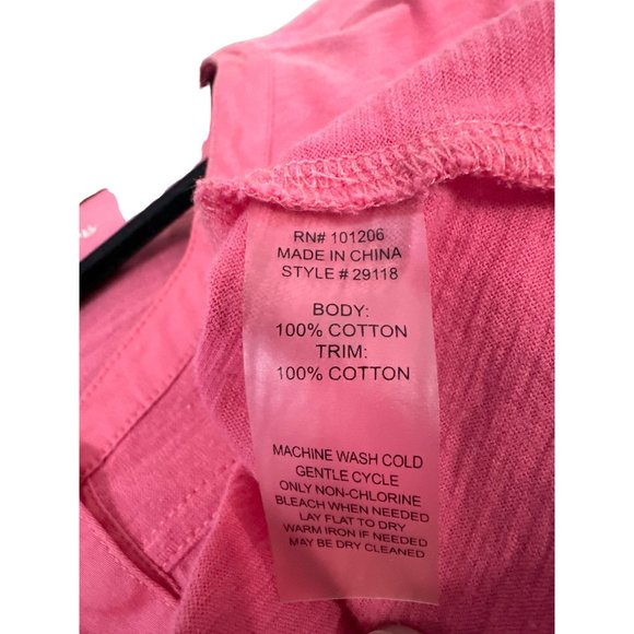 Soft Surroundings size L pink roll tab long sleeve 5 button Henley style top - Picture 4 of 5